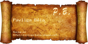 Pavliga Béla névjegykártya
